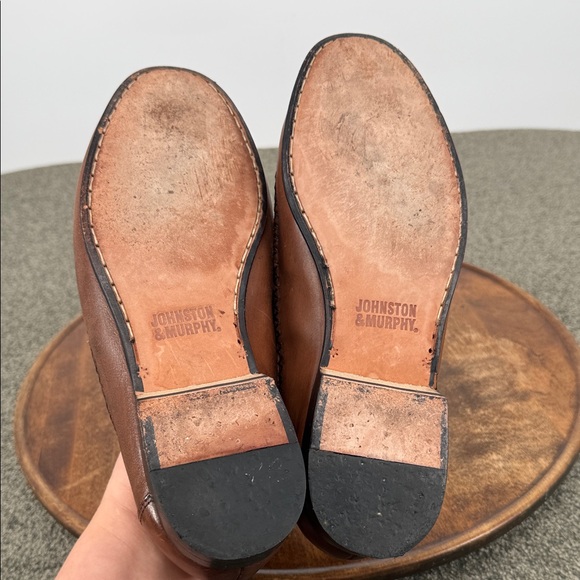 Johnston & Murphy Shoes Mens 8M Brown Leather Tassel Slip On Loafers - Picture 10 of 13